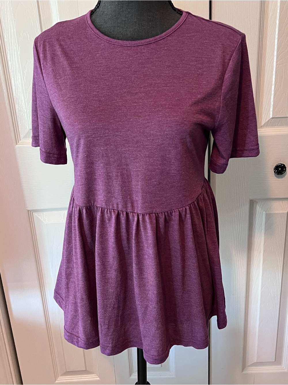 NWOT Purple Short-Sleeve Peplum Top size large